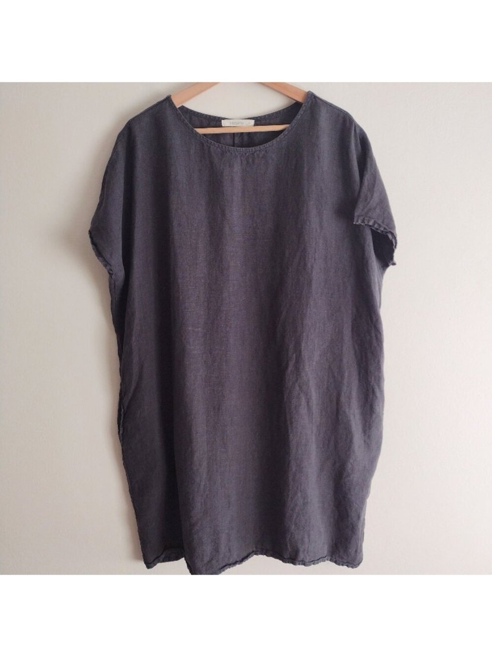 Filosofia Erin Gray Linen Dress S Lagenlook Relaxed Fit Shift Made in USA